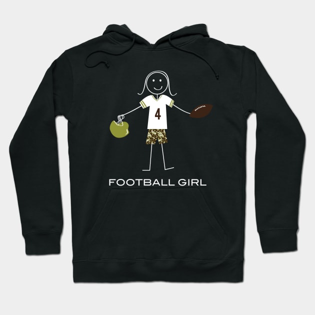 Funny Football Girl Stick Figure Football Player Hoodie by whyitsme